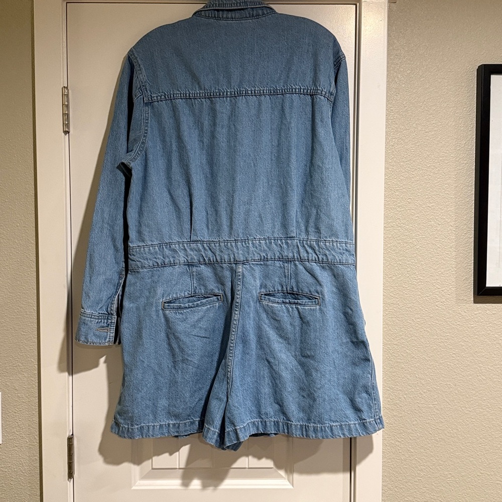 Denim Button-Up One Piece Romper - Picture 7 of 8